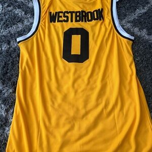 Russel Westbrook College - Yellow Basketball Jersey with Black Lettering